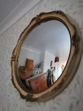 Large Antique/Vintage Ornate Round Convex Gold Mirror 47cm Aged Shabby Chic