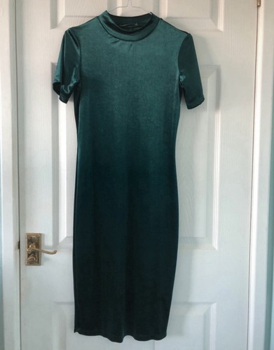 Zara green velour bodycon - green,