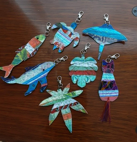 Patchwork fabric keyrings - patchwork,