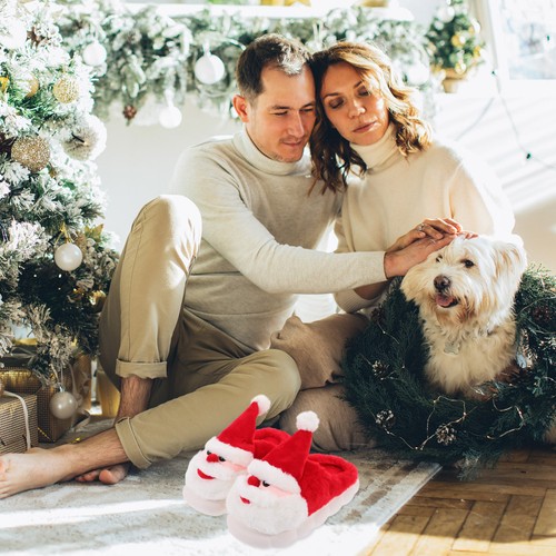 Pair warm santa slippers - 1, of