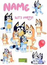 Bluey Personalised Cake Decorations. Premium Edible Icing Sheer