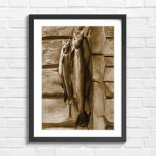 Vintage Salmon Fishing Art