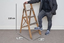 Vintage old wooden decorators retro shabby chic step ladder folding