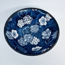 Blue Hand Made Ceramic Japanese Soup Cereal Bowl Studio Pottery Art Rice Bowl