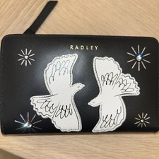 Radley ‘Two Turtle Doves’ Black Leather Medium Bifold Purse new without tags