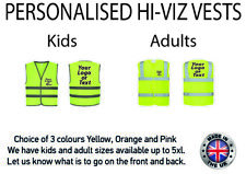 CUSTOM HI-VIZ VEST PERSONALISED PRINTED HIGH VIS SAFETY VEST WAISTCOAT ALL AGES