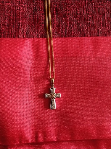 9ct gold cross and - , chain