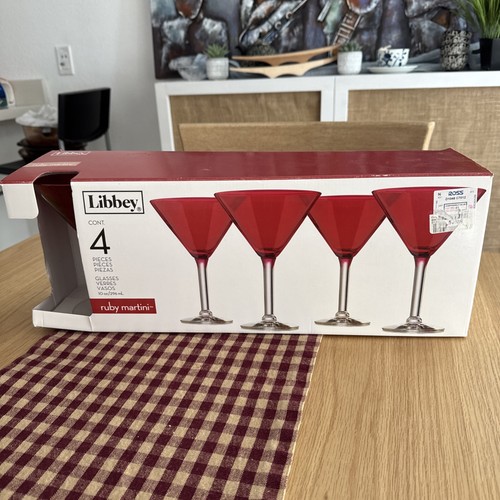 Libbey red ruby martini - red, stem
