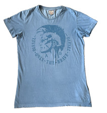 Diesel Mens T Shirt 'Only The Brave' Vintage Artwork Design Blue Size M