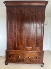 large walnut veneer wardrobe with 2 drawers used