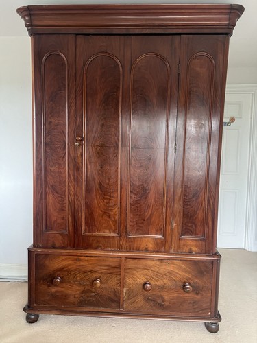 Large walnut veneer wardrobe - large,