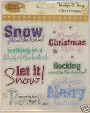 Papermania Clear Rubber Stamp Set of 7 Merry Christmas Walking Winter Wonderland