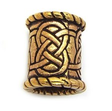 Wide Knotwork Viking Celtic beard hair bead (8mm hole, made from Solid Bronze)