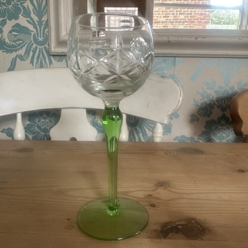 Vtg bohemian crystal green - crystal, cut