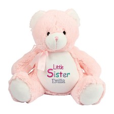 Large Pink Baby Bear Personalised Soft Teddy Bear Embroidered & Pyjama Case