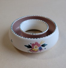 Vintage Hand Painted Poole Pottery Circular Cream Floral Posy Vase.