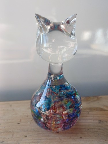 Vintage studio art glass cat - vintage,