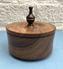 Hand turned Robert Till wooden Tanga Tanga round lidded pot trinket box