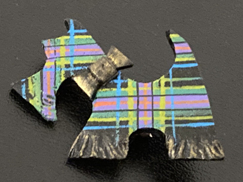 Tartan scottie dog brooch - tartan,