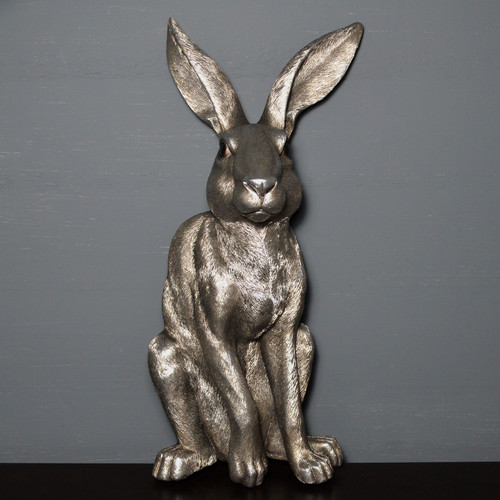 Silver hare wall hanging - hare, large