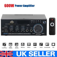 600W bluetooth Stereo Amplifier Amp HIFI Audio Radio 2CH USB AUX FM Car Home UK