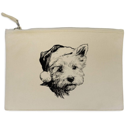 Westie dog wearing - santa, hat'