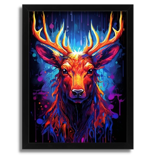 Stag wall art colourful - stag,