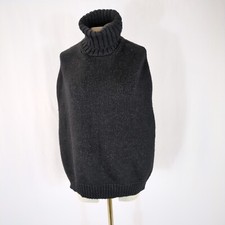 Athé Vanessa Bruno Wool Blend Sleeveless Knit Jumper Vest S Turtleneck Black