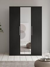 Prague 3 Door Mirrored Wardrobe Black Ash Elegant and Spacious Bedroom Storage