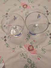 Vintage babycham Glasses Pair Blue Bow