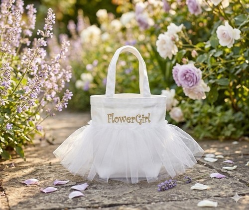 Tulle tutu flower girl basket - flower,