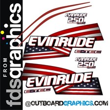 Evinrude 250hp ETEC / E-TEC HO outboard engine decals/sticker kit