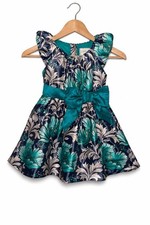 Girls Floral Party Dress Teal