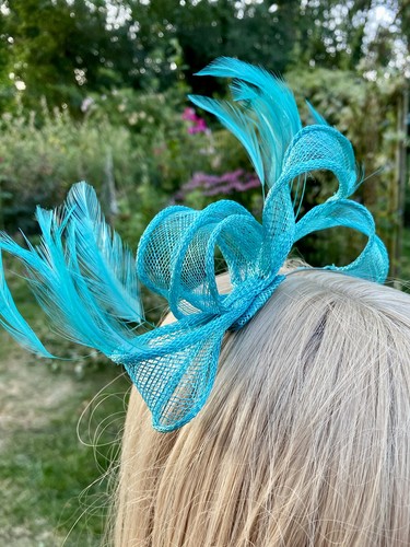 Turquoise feather fascinator - feather,