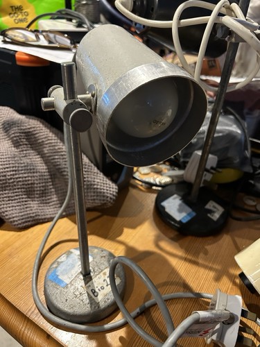 Vintage industrial desk - vintage, lamp