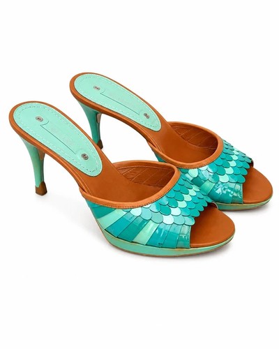 Celine turquoise scale mule - turquoise,