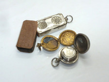 Antique Job Lot Silver Plate Full & Half Sovereign Case Coin Holder Fobs x 3