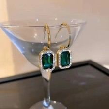 Earrings Hoop Crystal Emerald