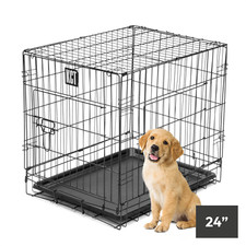 DOG CAGE PUPPY TRAINING CRATE METAL FOLDABLE PET TRANSPORT CARRIER WITH COVER
