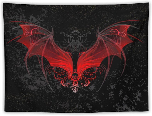Gothic tapestry retro red - red, bat