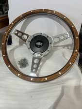 Classic Mini Wood  Rim 13” Steering Wheel & Chrome  Boss Kit