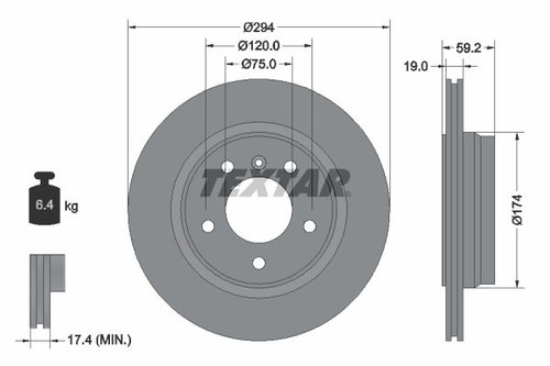 Brake disc textar - 92097303, for