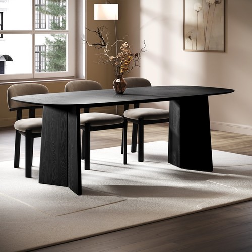 Large black wooden dining - black,