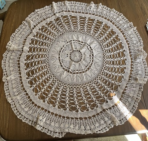 Hand crocheted round table - hand,