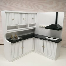 1SET Dolls House Miniatures 1:12 Scale Kitchen Island Range Hood Cupboard Sink