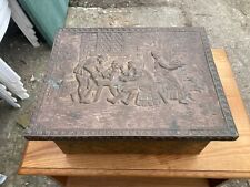 Vintage Brass Covered Coal Fireplace Box with Hinged Lid 39 x 32 cm x 19 cm high