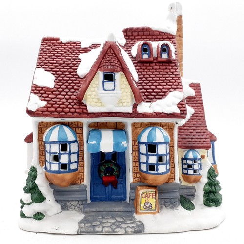 Christmas village ceramic - ceramic, cafe