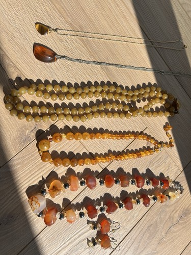 Amber autumnal necklace set - necklace,
