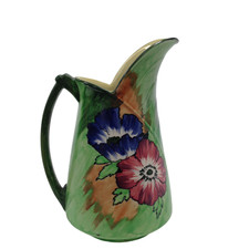 Vintage H and K Tunstall Floral Jug 7inch (H) Hand Painted Made in England Used 