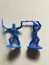 VINTAGE ELASTOLIN SOLDIERS WESTERN COWBOYS BLUE 70 to 80mm, See Pics